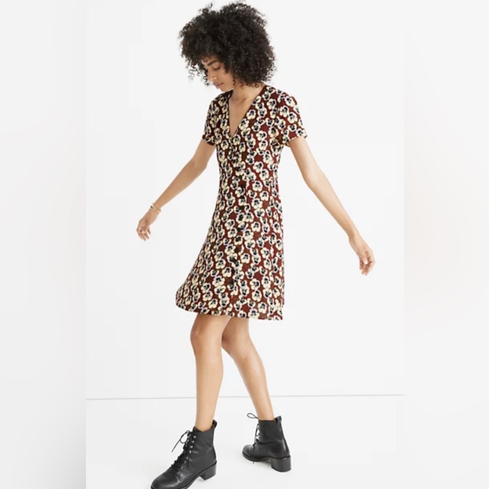 Madewell Button Wrap Dress in Viola Floral